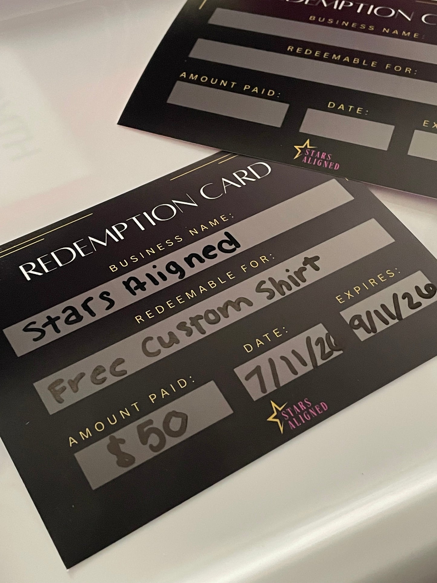 Vendor Redemption Cards