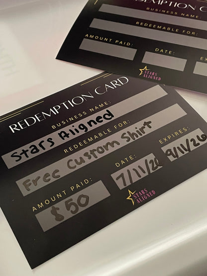 Vendor Redemption Cards
