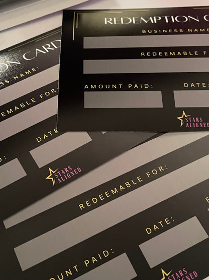 Vendor Redemption Cards